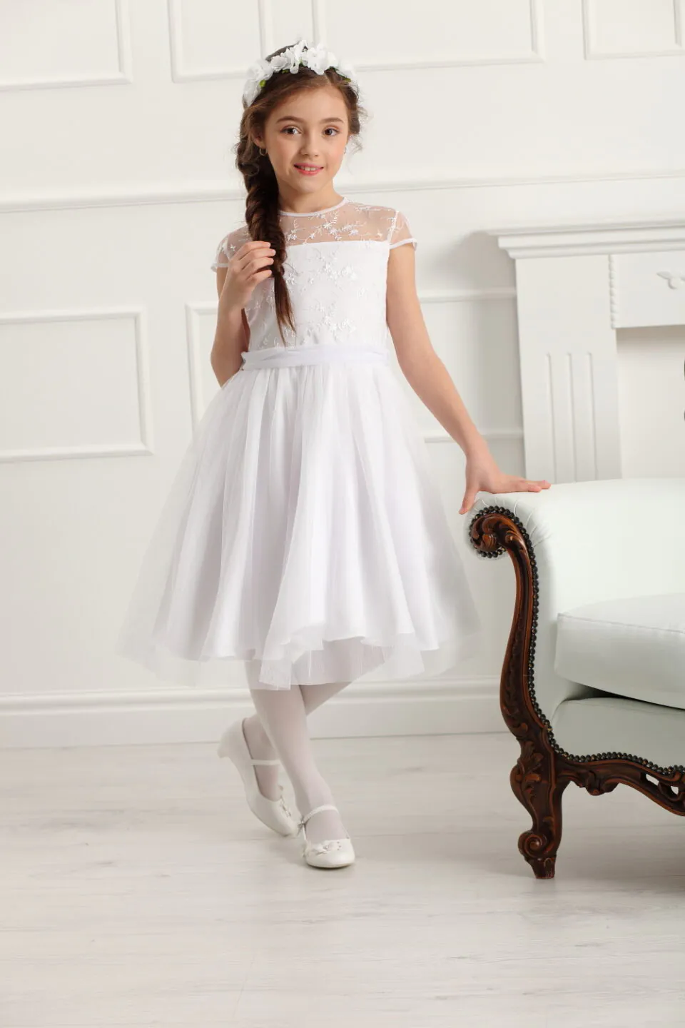 Sukienka dla dziewczynki Rebecca biała