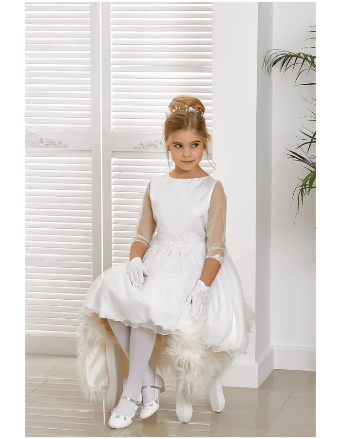 Sukienka dla dziewczynki pokomunijna Madelyn biała