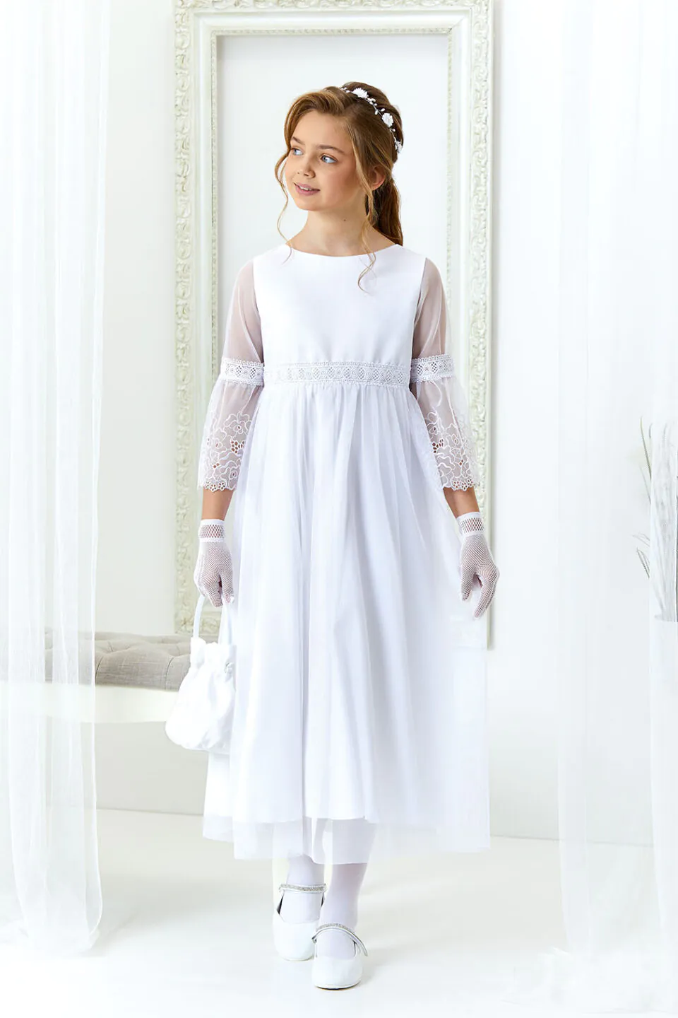 Sukienka dla dziewczynki pokomunijna Maise biała