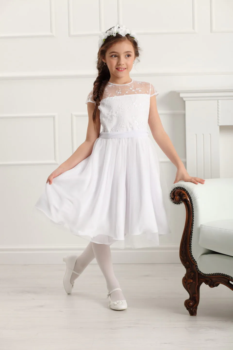 Sukienka dla dziewczynki Rebecca biała