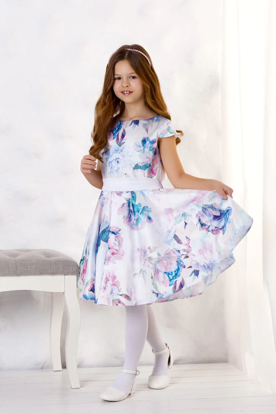 Sukienka dla dziewczynki w kwiaty Tina