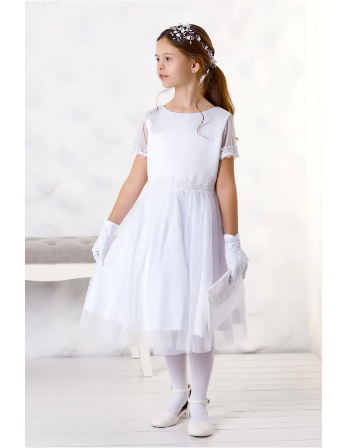 Biała, długa sukienka do komunii Sara .