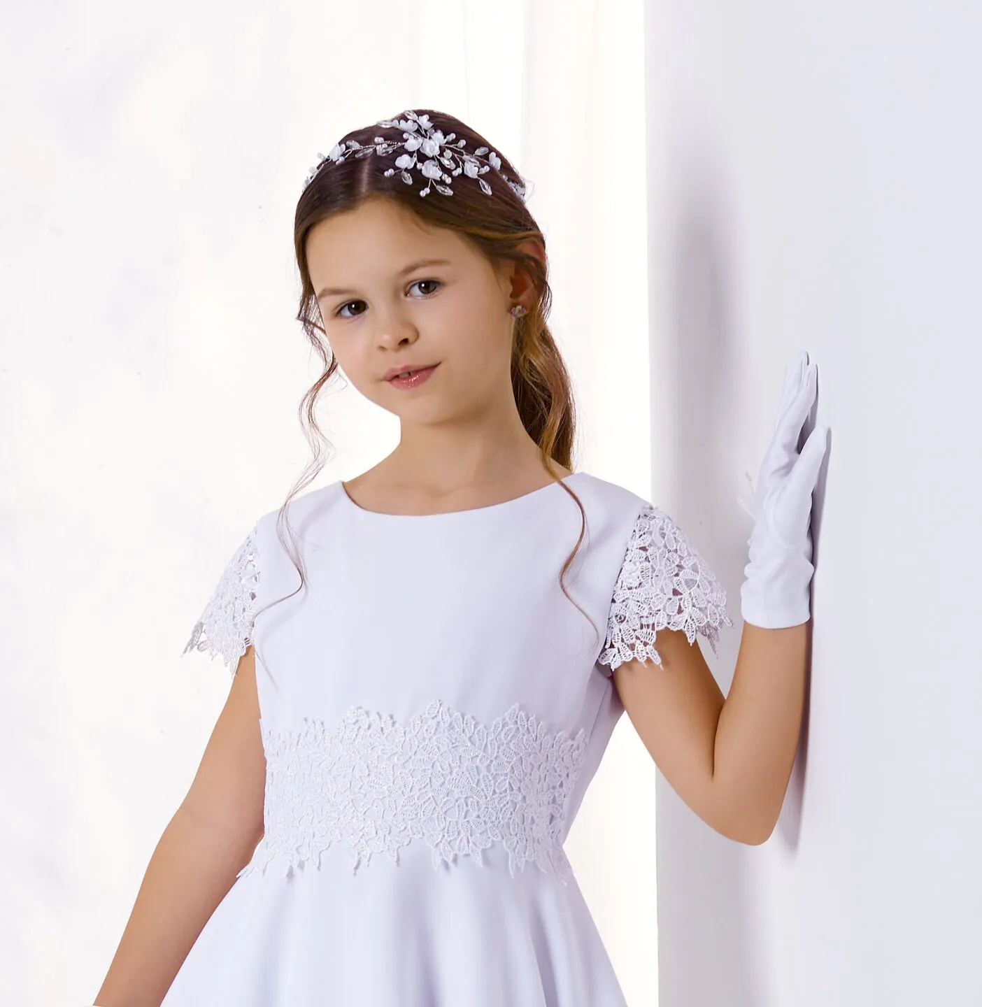 Sukienka dla dziewczynki pokomunijna Ana biała